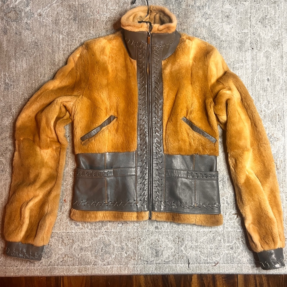 Just Cavalli Leather and Fur Jacket